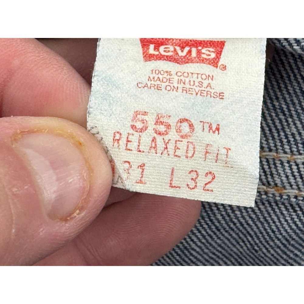 Vintage Levi's 550 Y2K 31x32 90s Red‎ Batwing USA Relaxed Fit Jeans Blue Mens - Picture 2 of 14